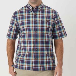 💙MEN’S DELUTH TRADING CO. PLAID COTTON RELAXED FIT SHIRT~XL